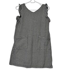 Copper Key girls Black & White metallic Houndstooth pocket Dress lg 12-14 NWT